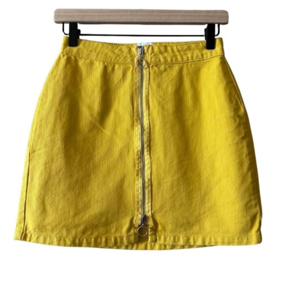 Women's S BDG Yellow Zip up High Rise Denim Skirt Urban Outfitters - Picture 1 of 7